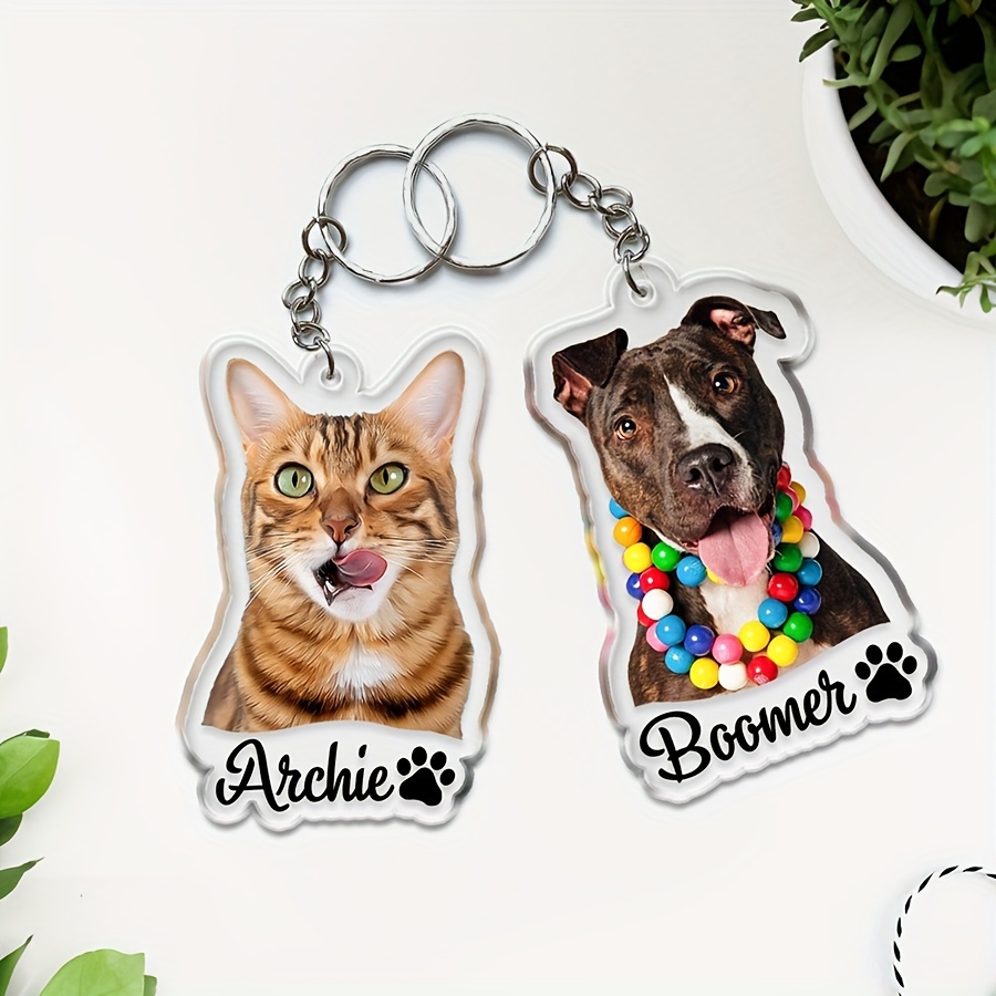 

1pc Personalized Pet Keychain , Engraved Shaped Keyring Lettering, Steel Round For Decoration, Unique For Pet And Enthusiasts,