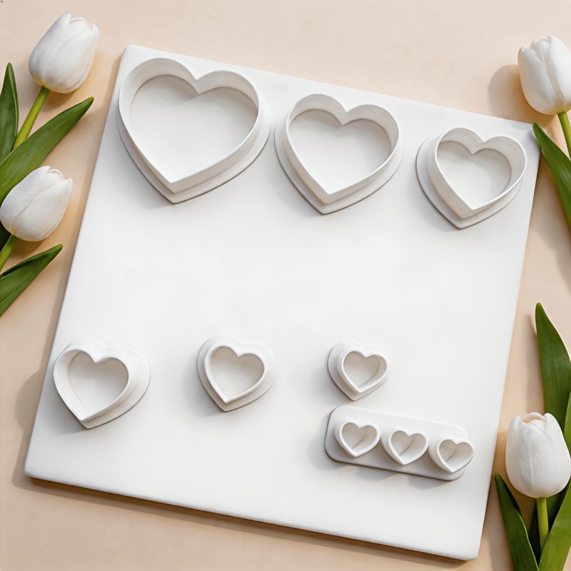 TEMU Set de 7 emporte-pièces bohèmes de cœur en polymère | Grand/Moyen/Petit adaptés aux moules pour polymère et pâte à modeler souple avec trio de