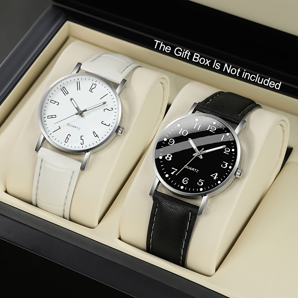Image of 2pcs Quartz Couple Watches, Daily Wear, Parties, Valentine's Day, Easter, Christmas, Halloween, Ramadan, Weddings, Gifts For