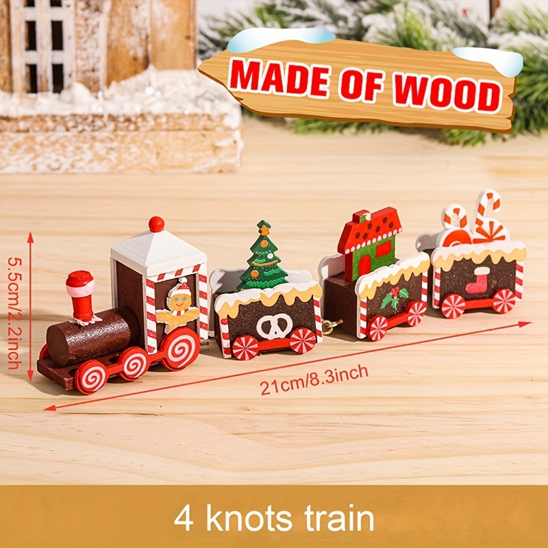 TEMU Christmas Wooden Train Set 4/5 - , For & New Gifts, Christmas Decor