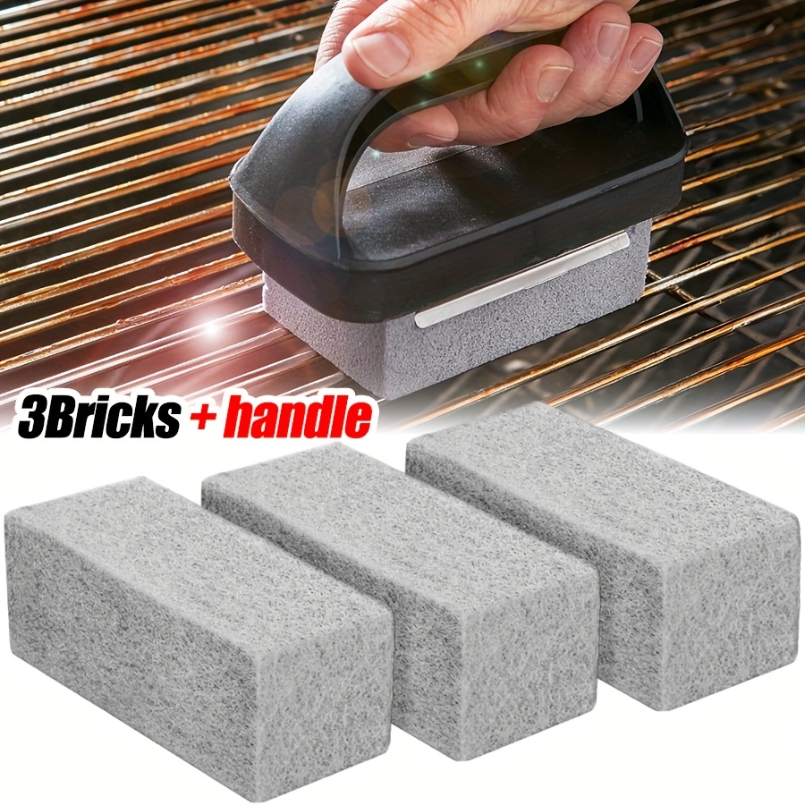 E-shop 3er-Pack Hochleistungs-Schrubblöcke mit ergonomischen Griffen - Müheloser Fleckenentferner für hartnäckiges Fett & Schmutz auf Grillgeräten,
