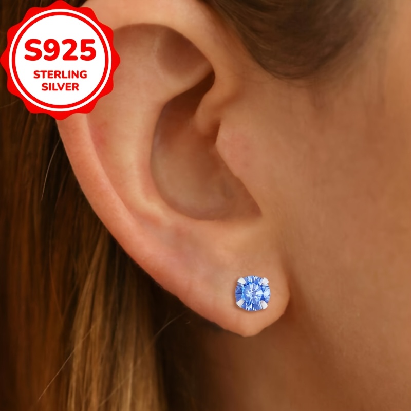 TEMU 1 Pair Of S925 Sterling Silver Light Luxury Exquisite Shiny Mini Round Stud Earrings, Japanese And Korean Ins Minimalist Casual Fresh Low-key