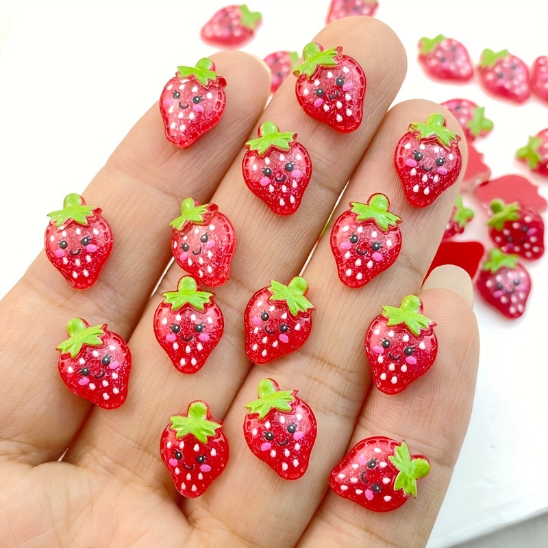 

30/50pcs Resin Mini Cute Strawberry Nails Art Charm Decoration, Wedding Decor, Scrapbook Bow Accessories Crafts