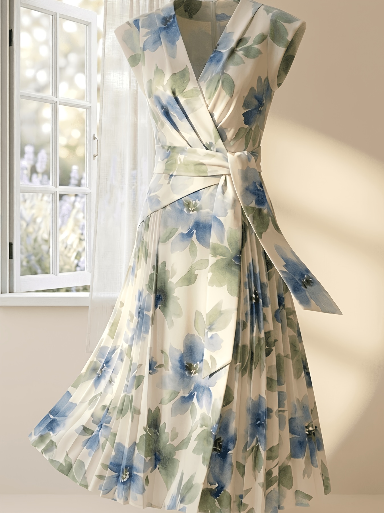 sachin and babi light blue dress Lola Italian Made Women's M Floral Silk Boho Midi Dress Off Shoulder Casual