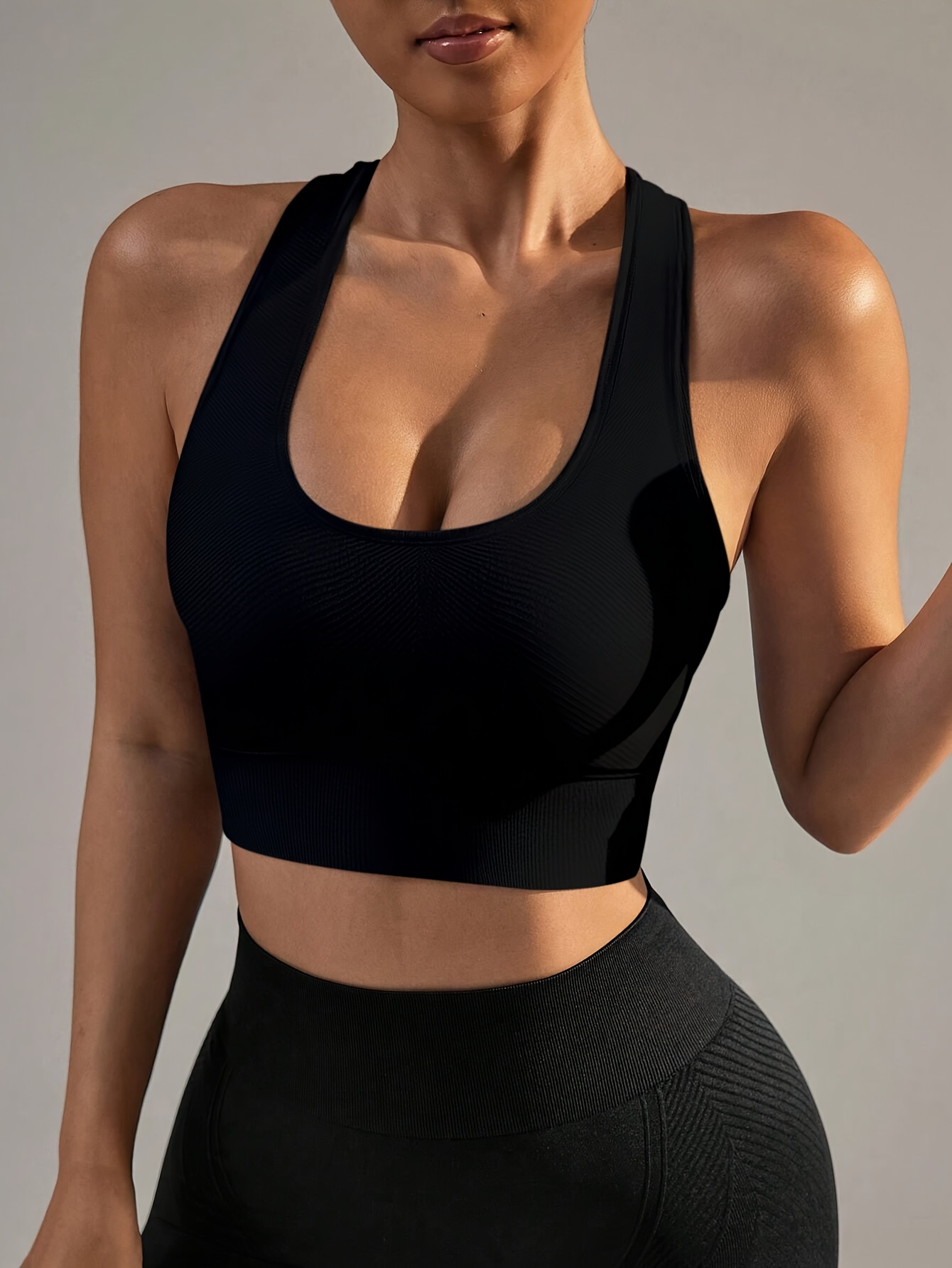 women's backless top -fit medium compression workout non-see