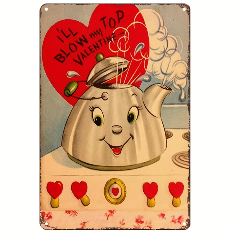 

1pc Vintage Valentine's Day Metal Tin Sign, Themed Plaque, Aluminum Wall Art Decor For Home, Restaurant, Bar, Cafe, Door, , Garage