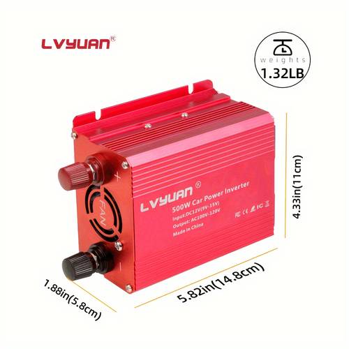 500w 1000w 2500w peak car power inverter 12v to 110v 120v to ac car inverter with 3 1a usb car adapter 4 outlets battery clips car plug for outdoor camping for car accessories tools gifts without battery