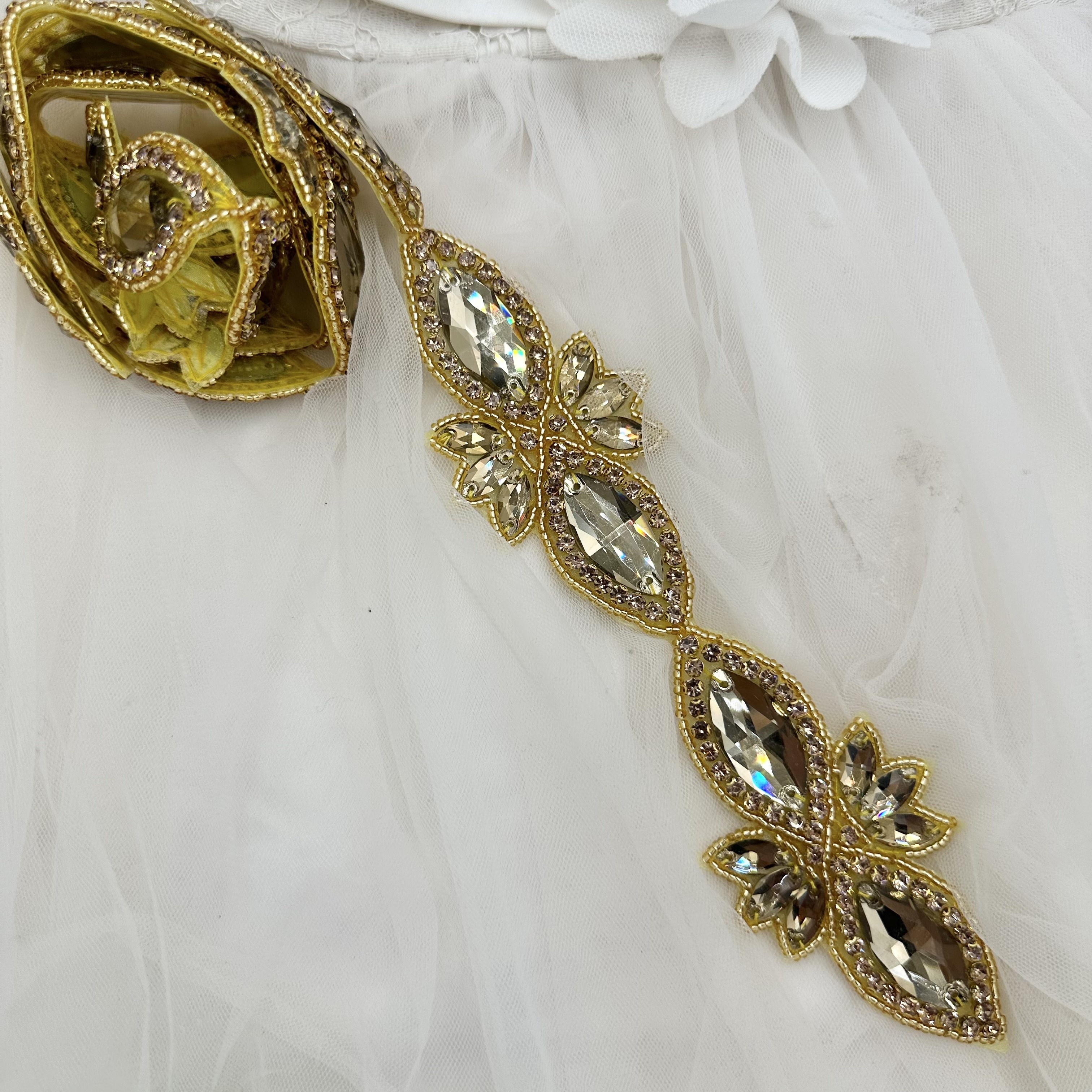 bridal crystal applique trim elegant glass bead - Temu