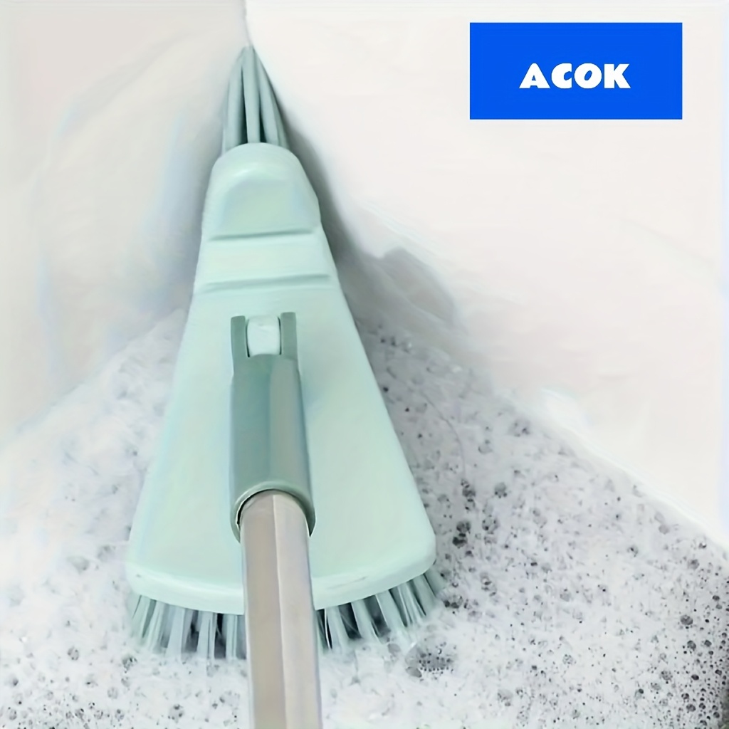 TEMU Long Handle Triangular Floor Brush Household Bathroom Tile Brush Bathroom Floor Tile Crevice Cleaning Artifact Rigid Hair Toilet Brush