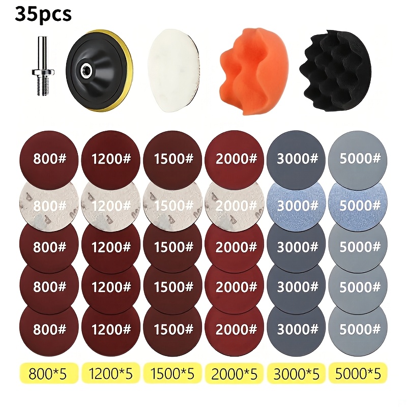 Image of 35/65pcs Headlight Restoration Kit Car Polishing Disc 3-inch 75mm Car Waxing Sponge Polishing Pad With Sandpaper For Car Detailing