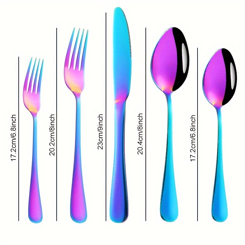 rainbow 60 30pcs stainless steel cutlery set for 12 people   polished flatware set dishwasher safe   dinner knives 12 dinner spoons 12 dinner forks 12 dessert spoons 12 dessert forks 12 ideal for homes restaurants and parties Product details 1