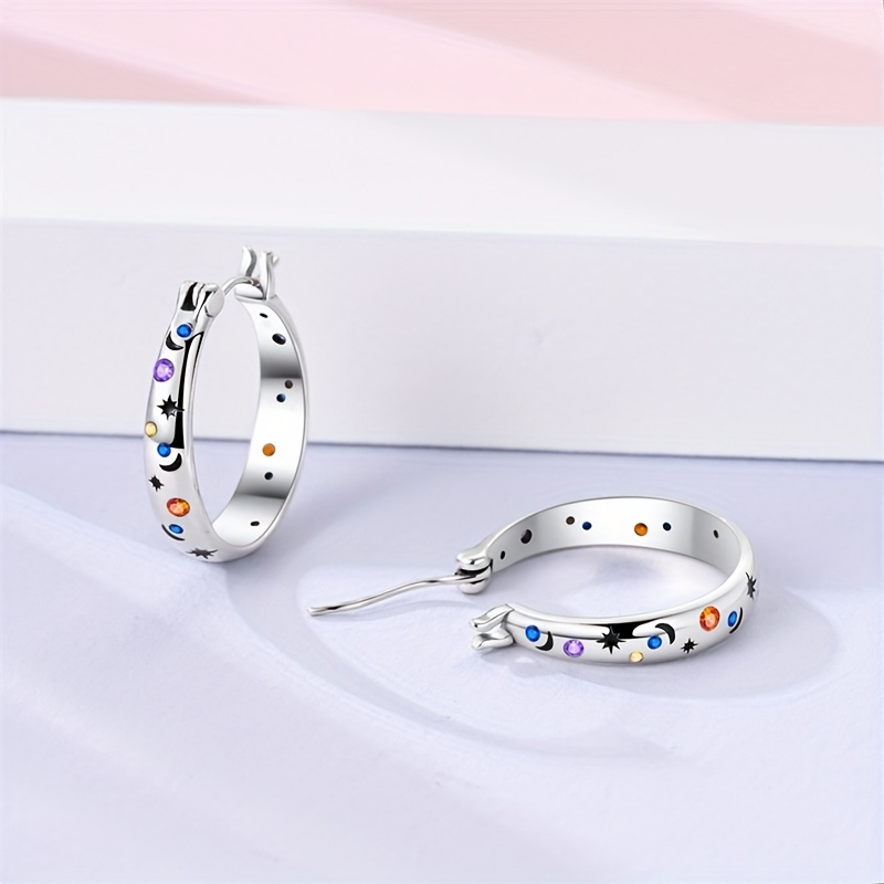 925 Sterling Silver Starry Sky Hoop Earring