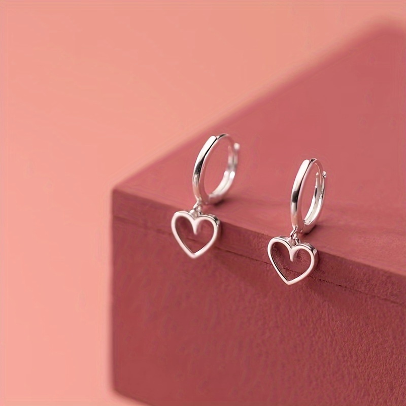 Boho Copper Heart Drop Earrings for Women