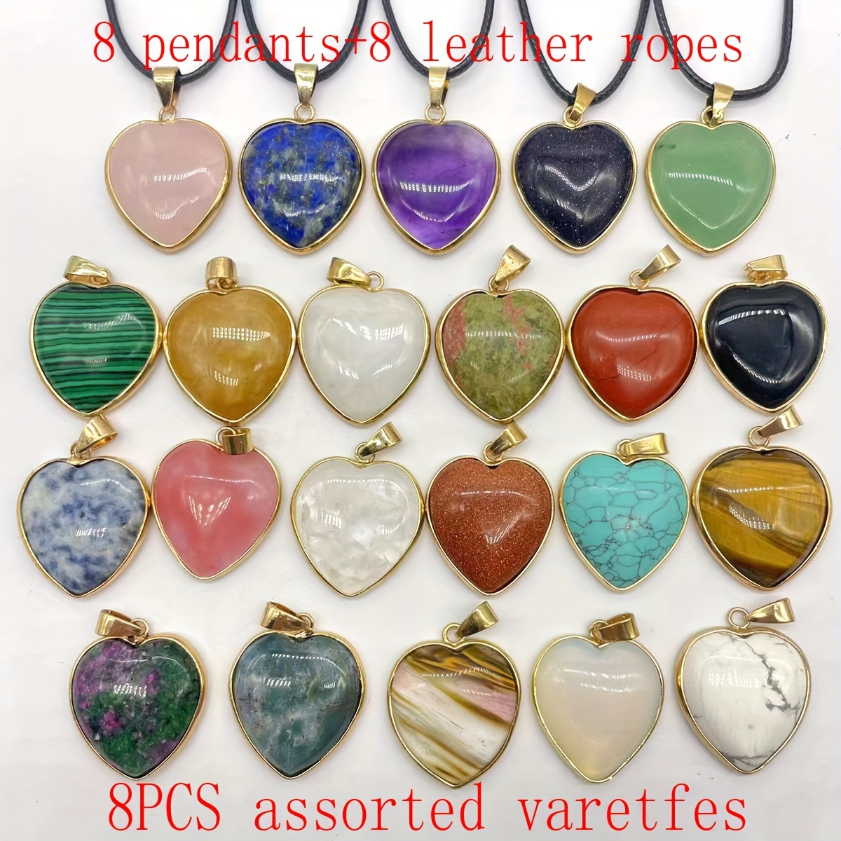 TEMU Paquete de 8 piedras naturales aleatorias, colgante de de con , para hacer collares de joyería DIY