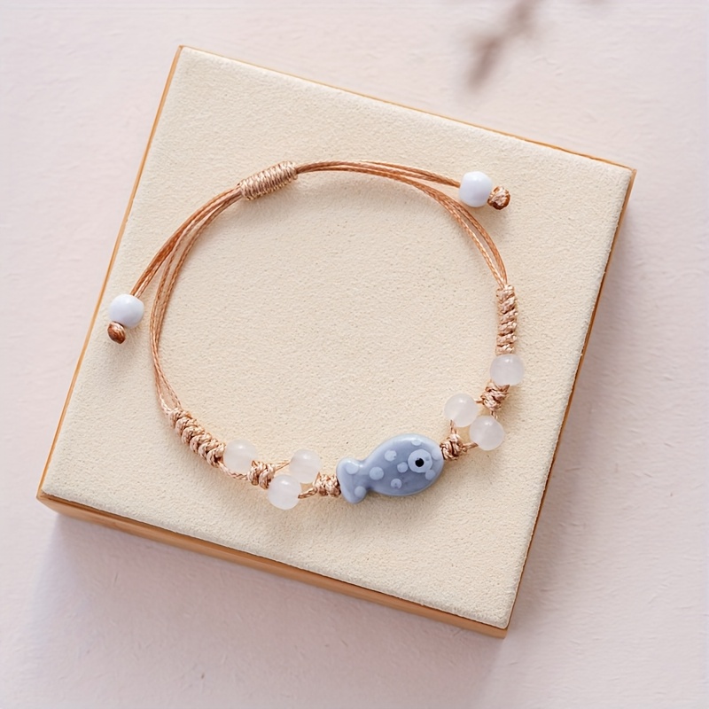TEMU Bracciale in Ceramica con Pesci Colorati, Intrecciato a