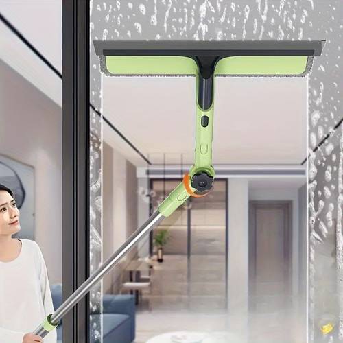 a 2 in 1 double sided cleaning brush set suitable for windows and floors with a telescopic handle this versatile manual water gun is ideal for cleaning glass patios and household requires no electricity and is suitable