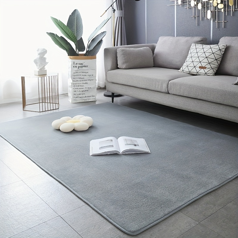 Image of A Coral Fleece Rug, Easy Solid Color, Non-slip, Suitable For Home Bedrooms, Bedside, Foot Of The Bed, Living Room Mat, Pet-friendly, Easy To Care For, Hand Washable, Rectangular Mat, Foldable