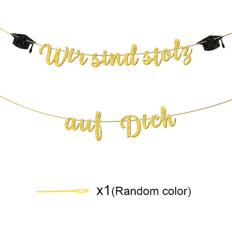 Image of 1pc Glitter Graduation Banner " Of You" Party Banner For 2026 Graduation Season, Congratulations On Exam, Graduation Party Decorations, Plastic Needle, Color Random