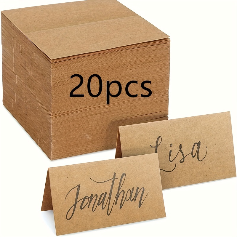 E-shop Sitzkarten, Tischkarten aus Kraftpapier für die Tischdekoration, leere Namenskarten für Hochzeitsempfang, Babyparty, Abschlussfeier, Geburtstag,
