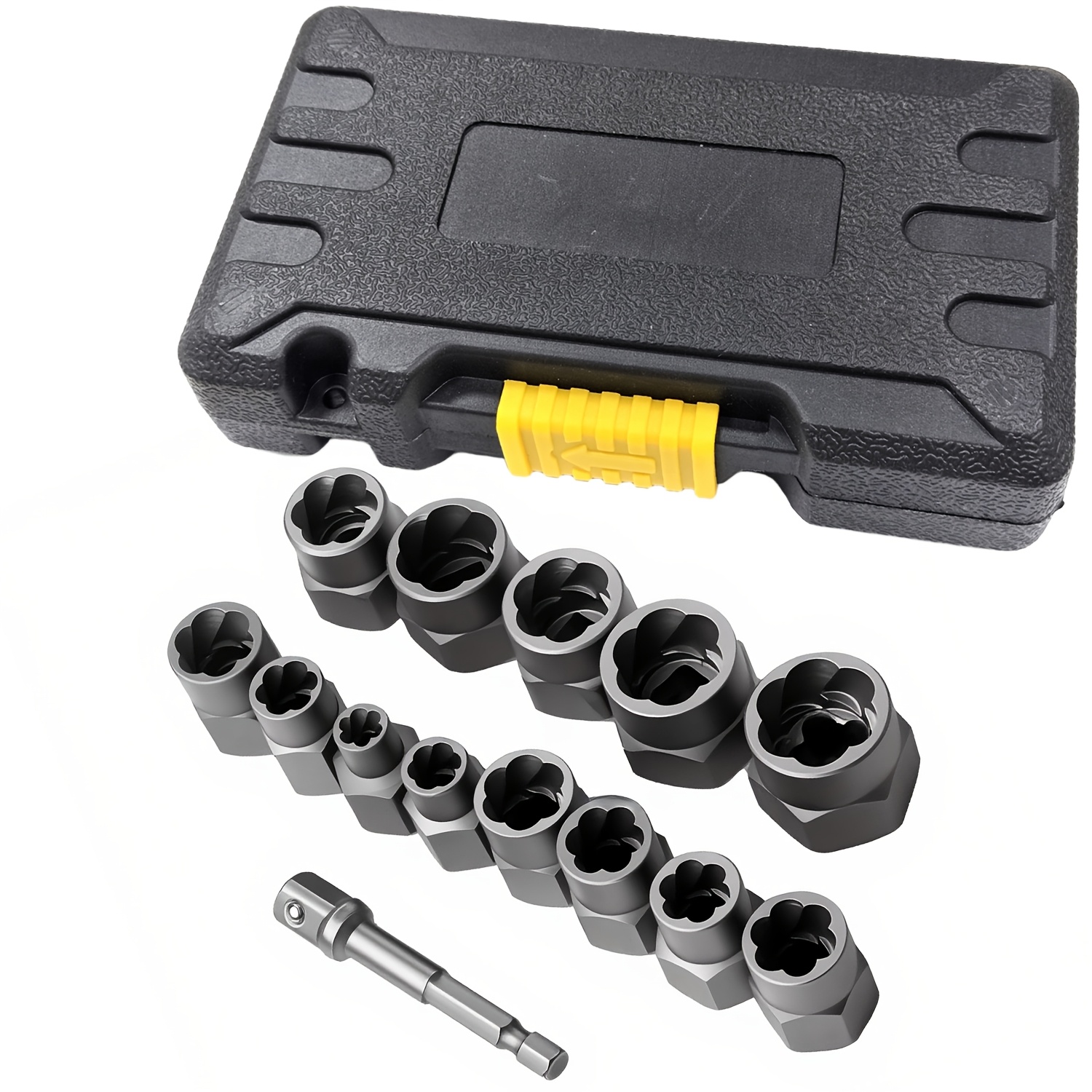 TEMU Broken Nut Extractor Socket Set, Rusted Nut Extractor, Impact-damaged Nut Screw Removal Tool, Reverse Thread Socket, Sliding Thread Socket, Bba