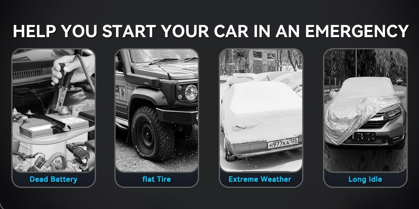 Jump Starter with Air Compressor, 7000A Portable Car Battery Jump Starter (2.64gal Gas/2.25gal Diesel), 12V Battery Charger Booster, 150PSI Auto-Shutoff Tire Inflator, Portable Jumper Cables, LED Light, High-Capacity Power Bank, Portable Power