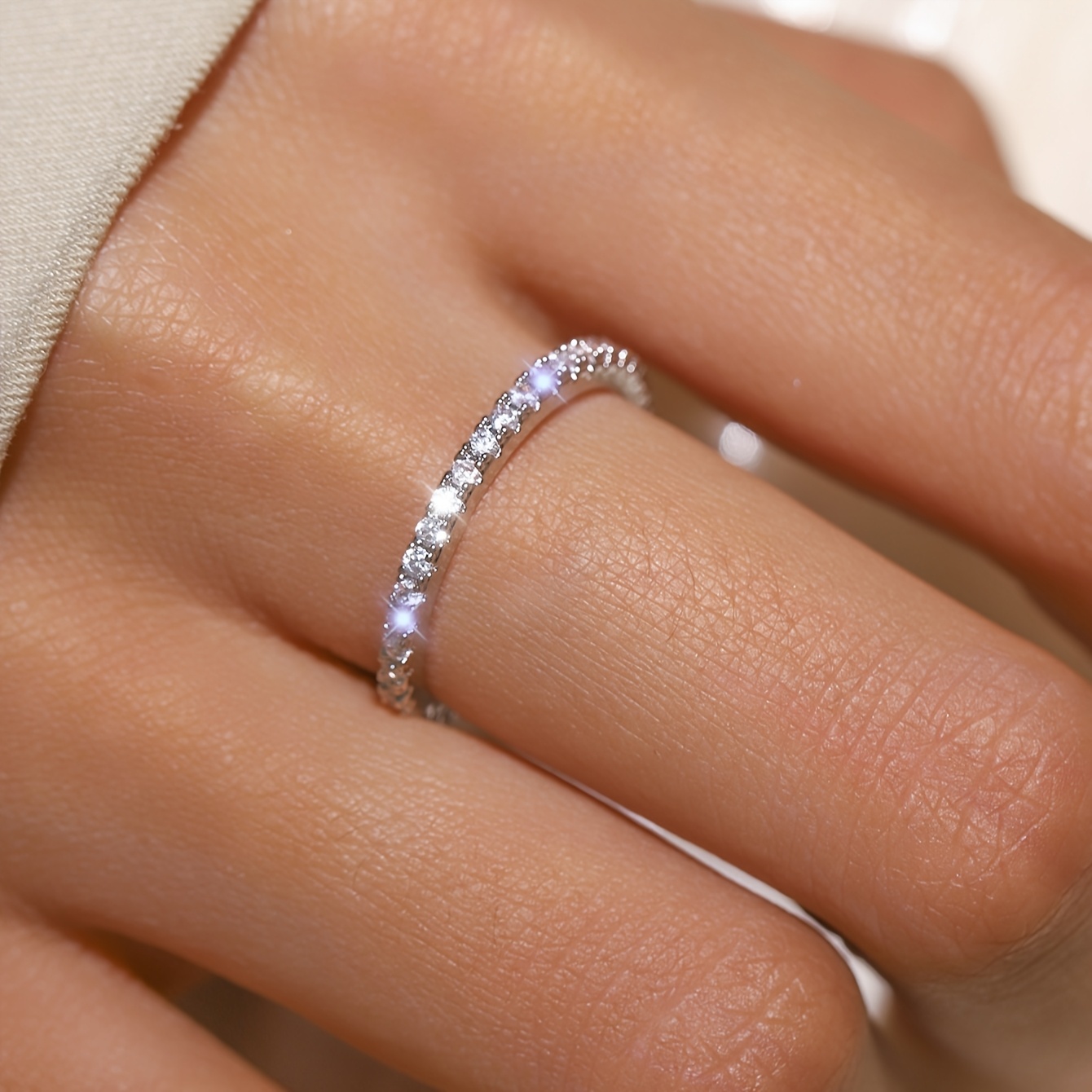 minimalist cubic zirconia copper ring daily Temu Mauritius