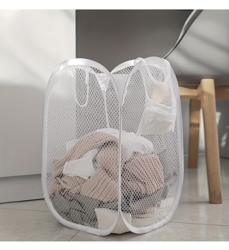 large   up mesh laundry basket with handles foldable high capacity hamper for dirty clothes storage minimalist rectangular design suitable for bathroom bedroom and dorm details 8