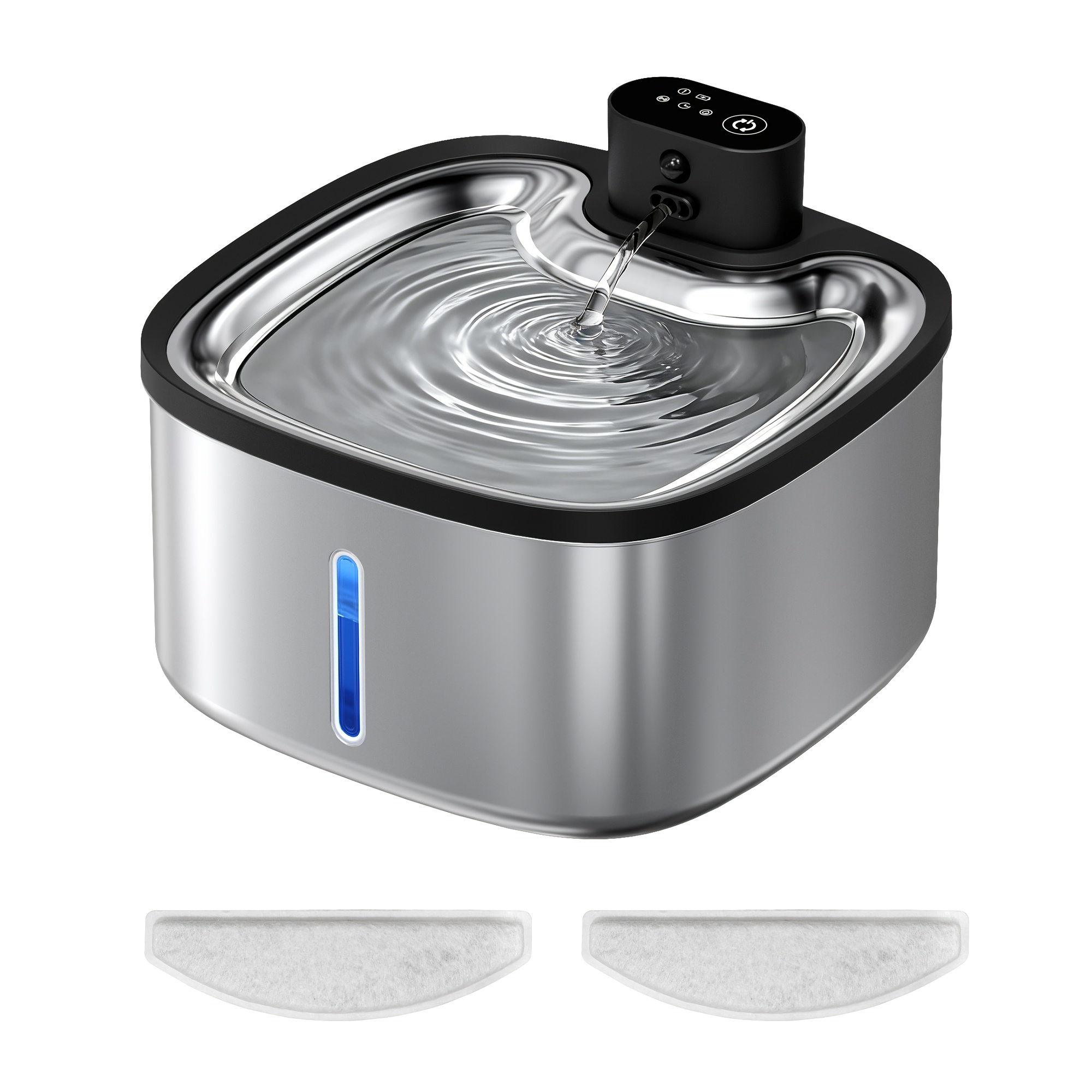 TEMU Cordless Stainless Steel Pet Water Fountain - Usb Rechargeable, 3500ml/121oz Large Capacity With 4000mah Battery & Filter, Fresh & Clean For ,