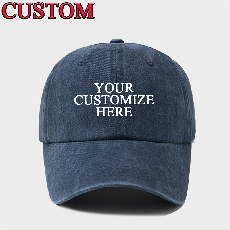TEMU Custom Washed Baseball Cap - Adjustable, Lightweight Polyester Hat For Men And Women - Personalize With Your Text, Photo, Or Logo - In Multiple