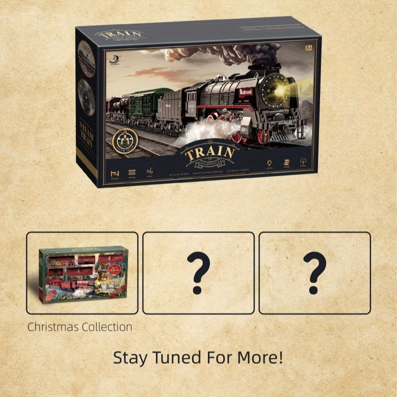 Electric Train Set for Kids Ages 3+ Real Smoke LED Lights Train Sounds Interactive Bridge Track Long-Lasting Battery Parent-Child Play Collectible Toys Christmas Birthday Gifts for Boys Girls