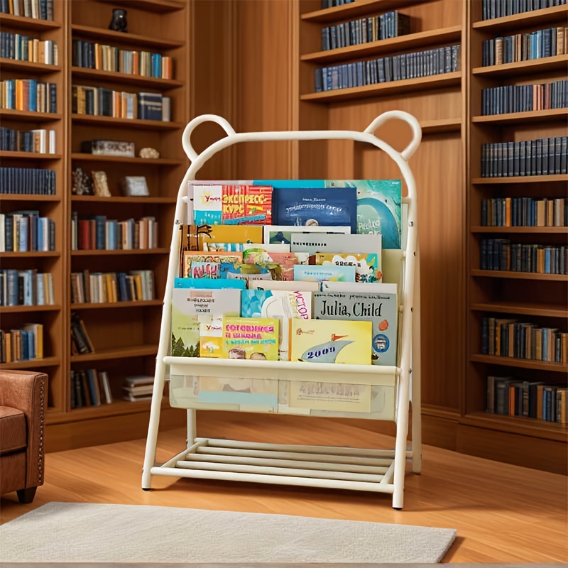 new   2025 unique bookshelf sturdy floor standing storage rack for book lovers   living room or bedroom magazine and decor display multifunctional organizer utility racks Product details 4