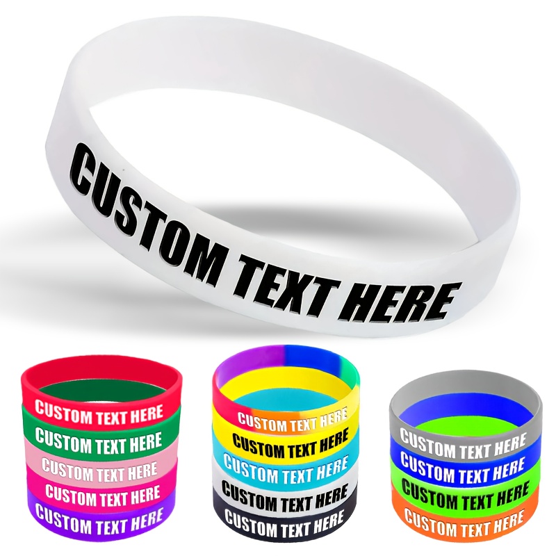 16pcs Silicone Bracelets with Custom Letter Patterns, Lightweight