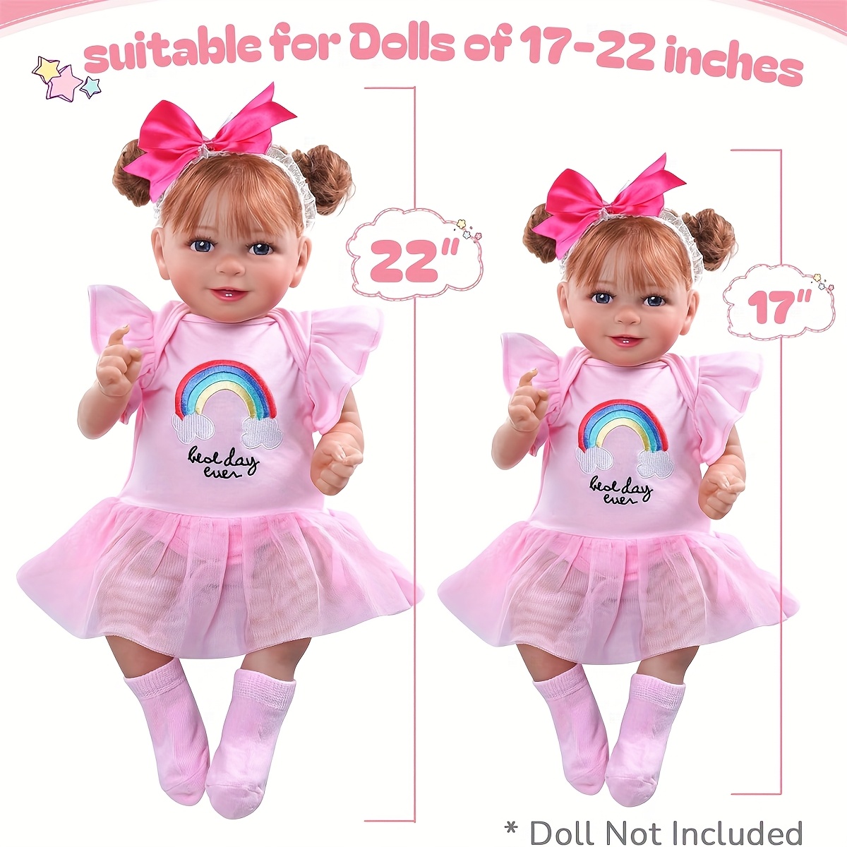 Set De 8 Piezas De Ropa Para Muñecas Reborn Con Cuna – Talla 17-22 Pulgadas – Rosa – Accesorios De Vestir – Regalo Ideal Para Pequeñas Coleccionistas