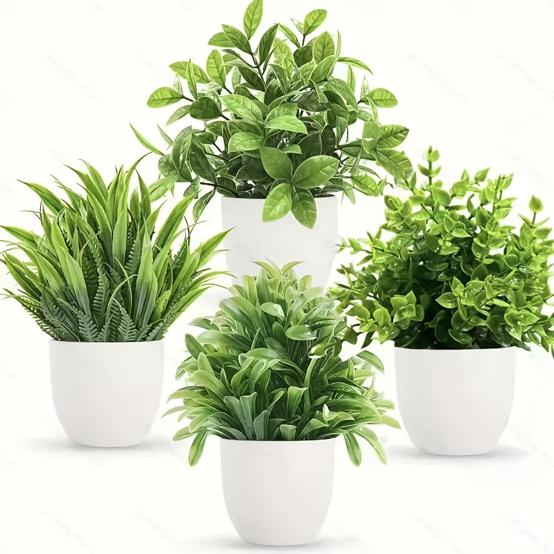 4-pack Artificial Plants - Fake Plants For Home Kitchen Decor, 's Day Indoor Shelf Decoration With