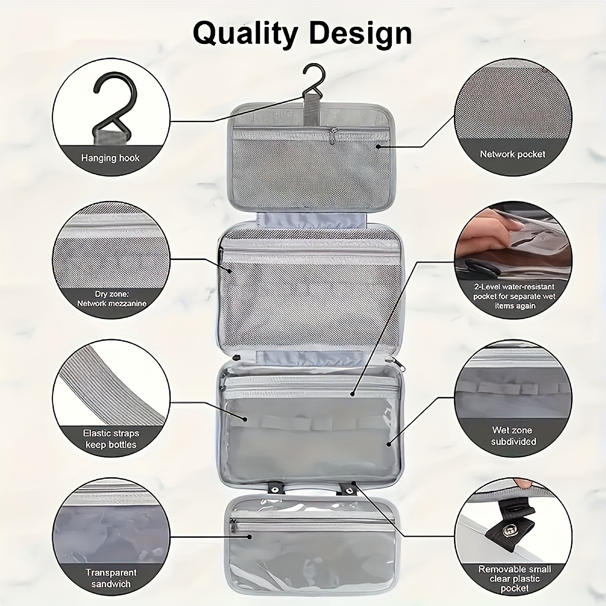 Hanging Travel Toiletry Bag Waterproof Makeup Cosmetic Small