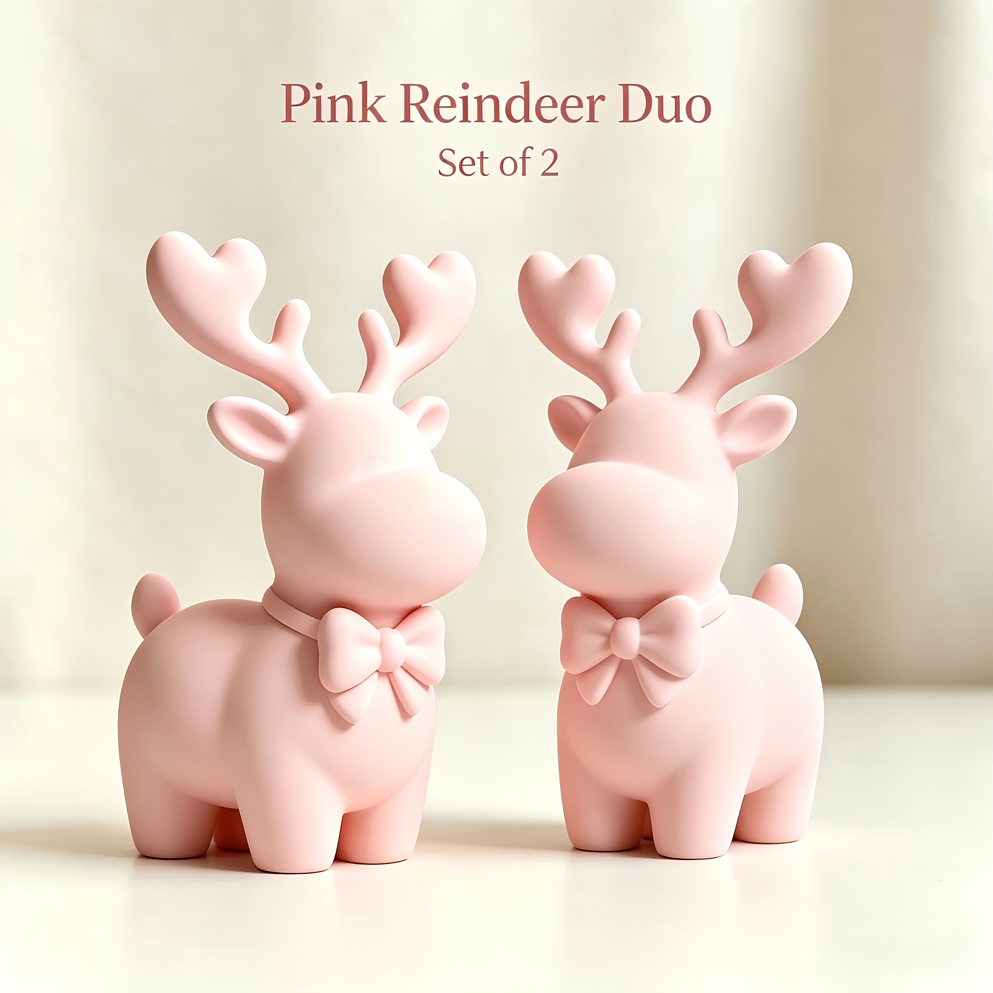 TEMU 2pcs Antler Reindeer Figurine Set, Matte Petg Mini Deer Statue, Christmas Tabletop Ornament, Decor & Xmas Gift