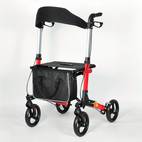 andador de movilidad plegable de aluminio con cesta de almacenamiento y manillares ergonómicos - diseño de 4 ruedas para mayores, discapacitados, mujeres embarazadas - uso interior/exterior, accesorios para andadores, soporte para ancianos, diseño compacto plegable,