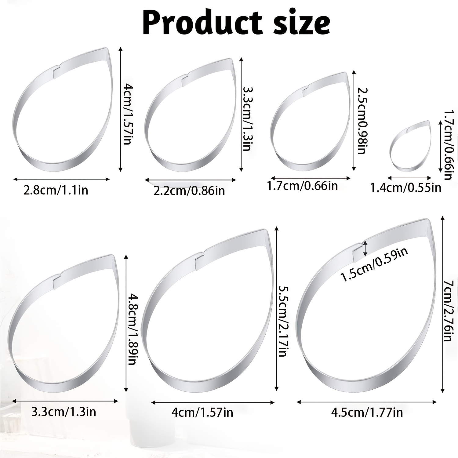 TEMU 7pcs Petal-shaped Cookie Cutter Set, Stainless Steel Cake Molds, Petal Fondant Teardrop Cake And Pastry Baking Molds, For Cupcake Decoration
