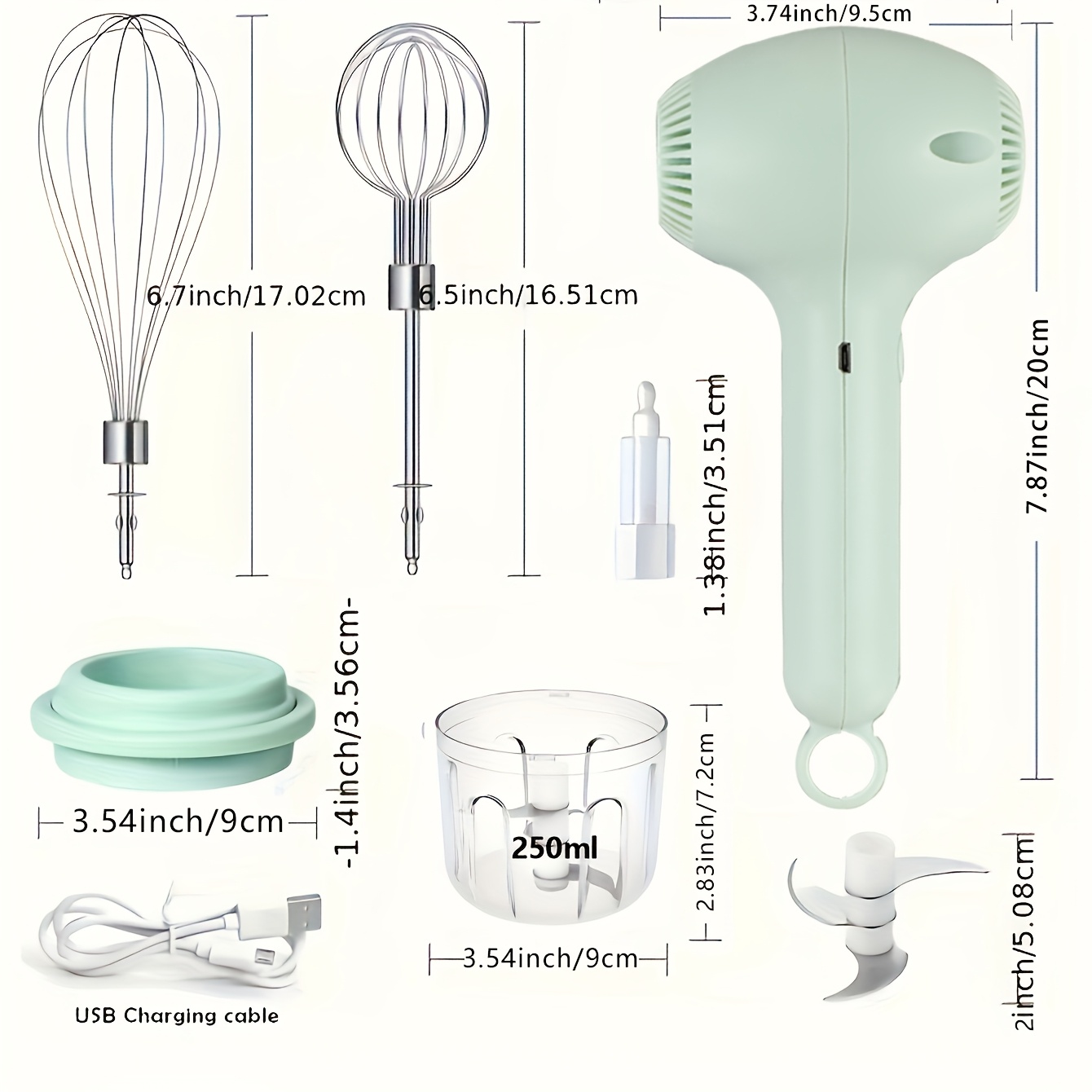 1pc automatic cake mixer usb rechargeable handheld egg whisk for whipping mixing and beating cream electric garlic slicer food processor for meat chili onion and celery Product details 6
