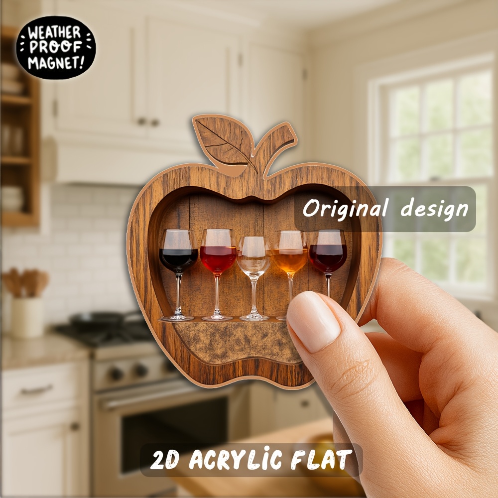 TEMU 1pc 1pcs Acrylic Wine Fridge Magnets Suitable For Wine Enthusiasts, Base For Refrigerator Door Decor, Elegant Wine-themed Magnets For Fridge