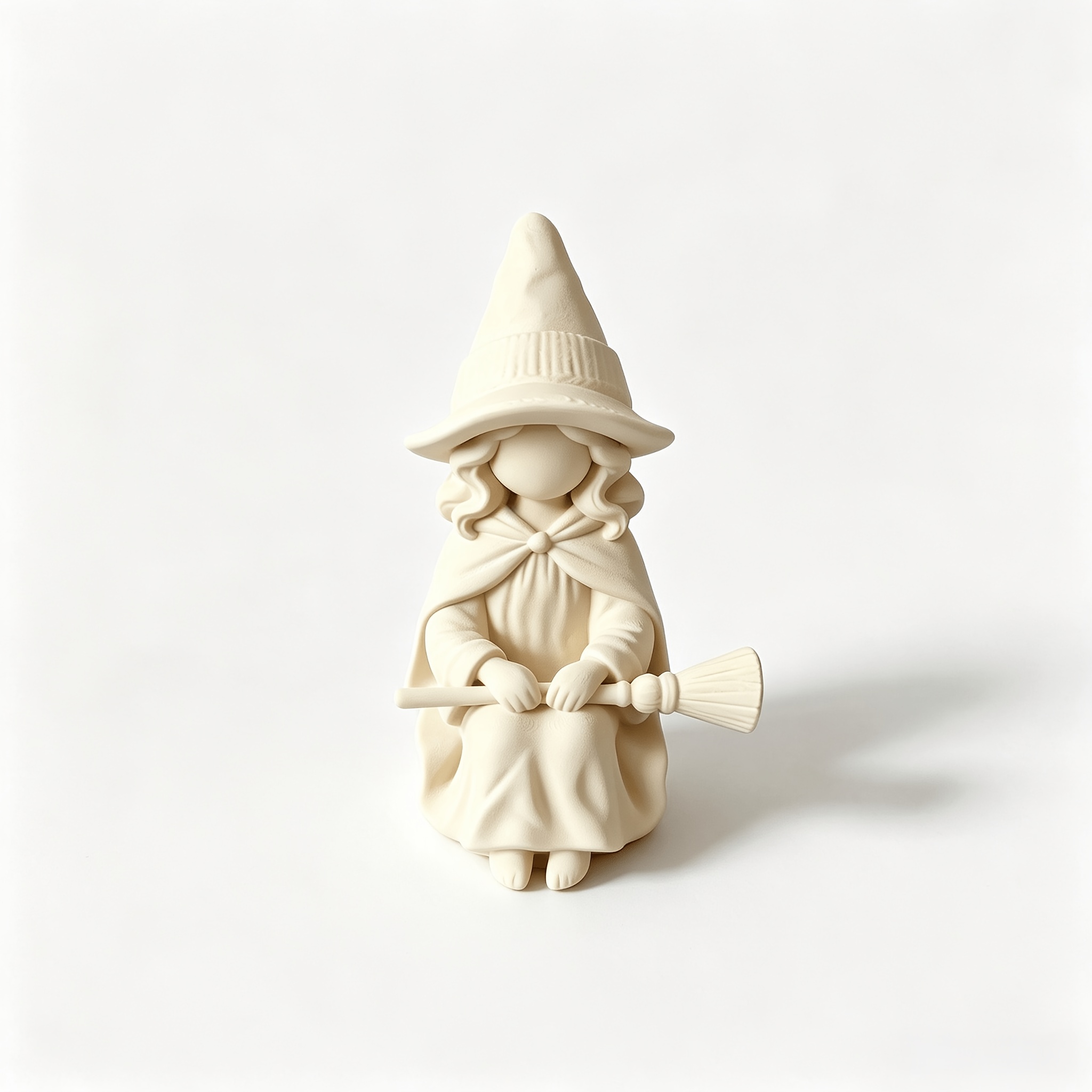 TEMU Figurine de sorcière assise avec balai, figurines , statue de sorcière visage, ornement de chaise à pieds pendus, décoration de table mystique ,