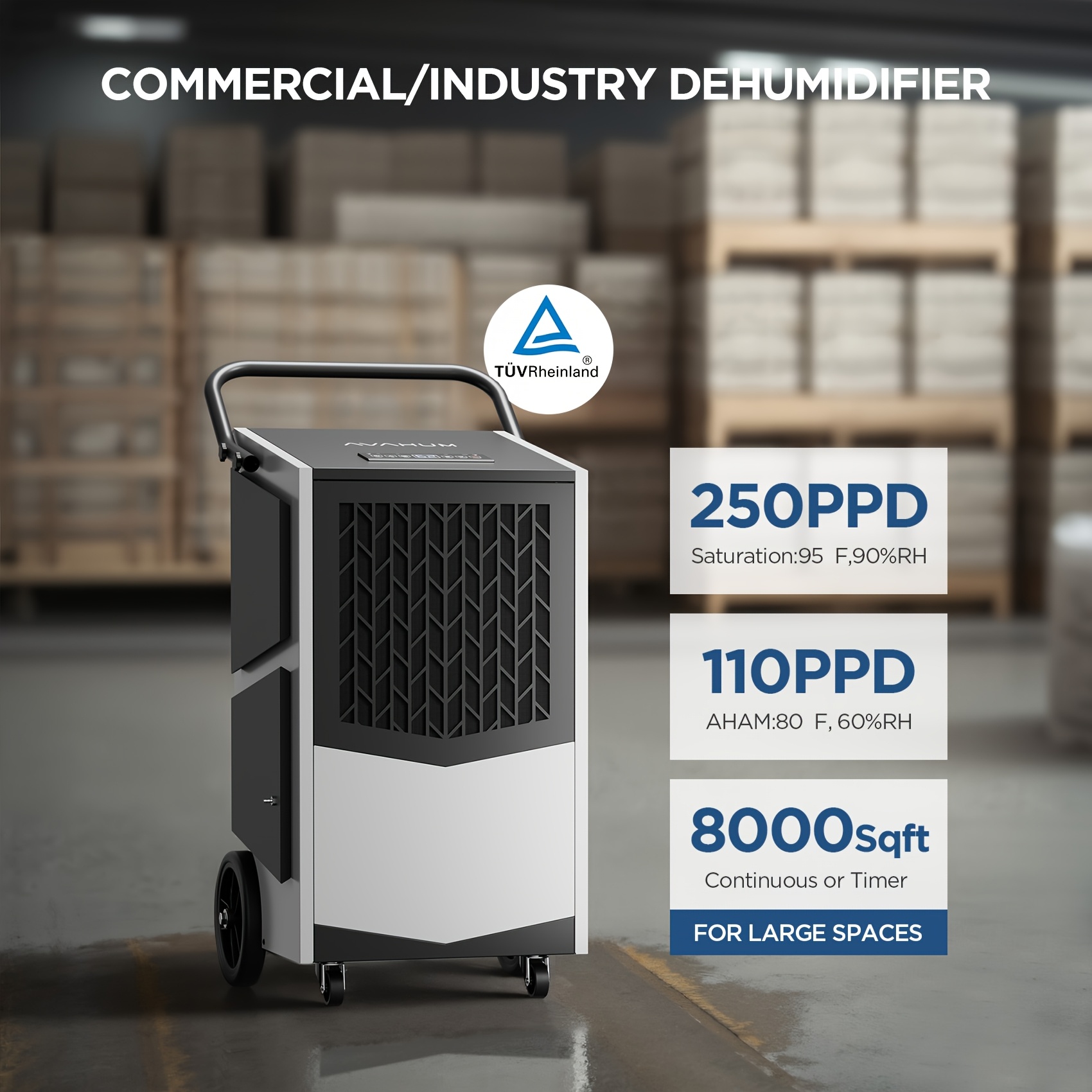 250 pint basement dehumidifier with pump drain hose for basements 8000  grade dehumidifiers 24h timer continuous dehumidification Product details 1