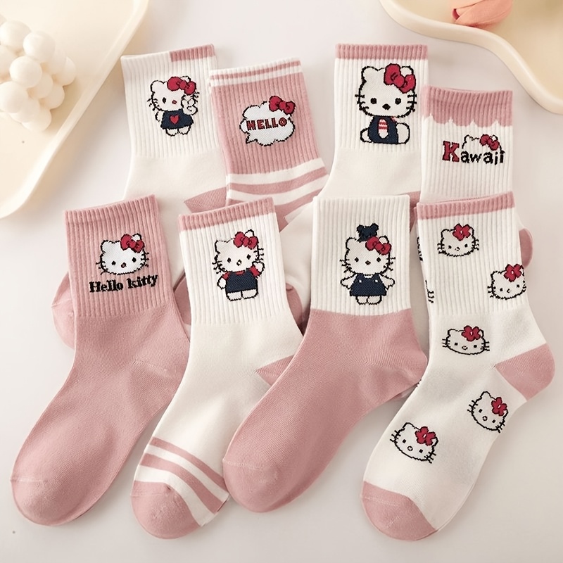 

1pc Sanrio Hello Kitty Pink Cartoon Socks Women's Midtube Cute Autumn And Winter Girls Sports Socks All Sizes