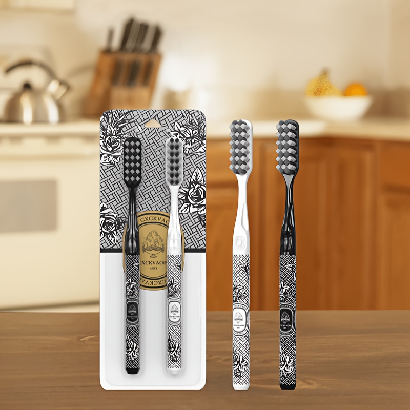 2-Pack Medium-Hard Bristle Lazy Toothbrush for Adults