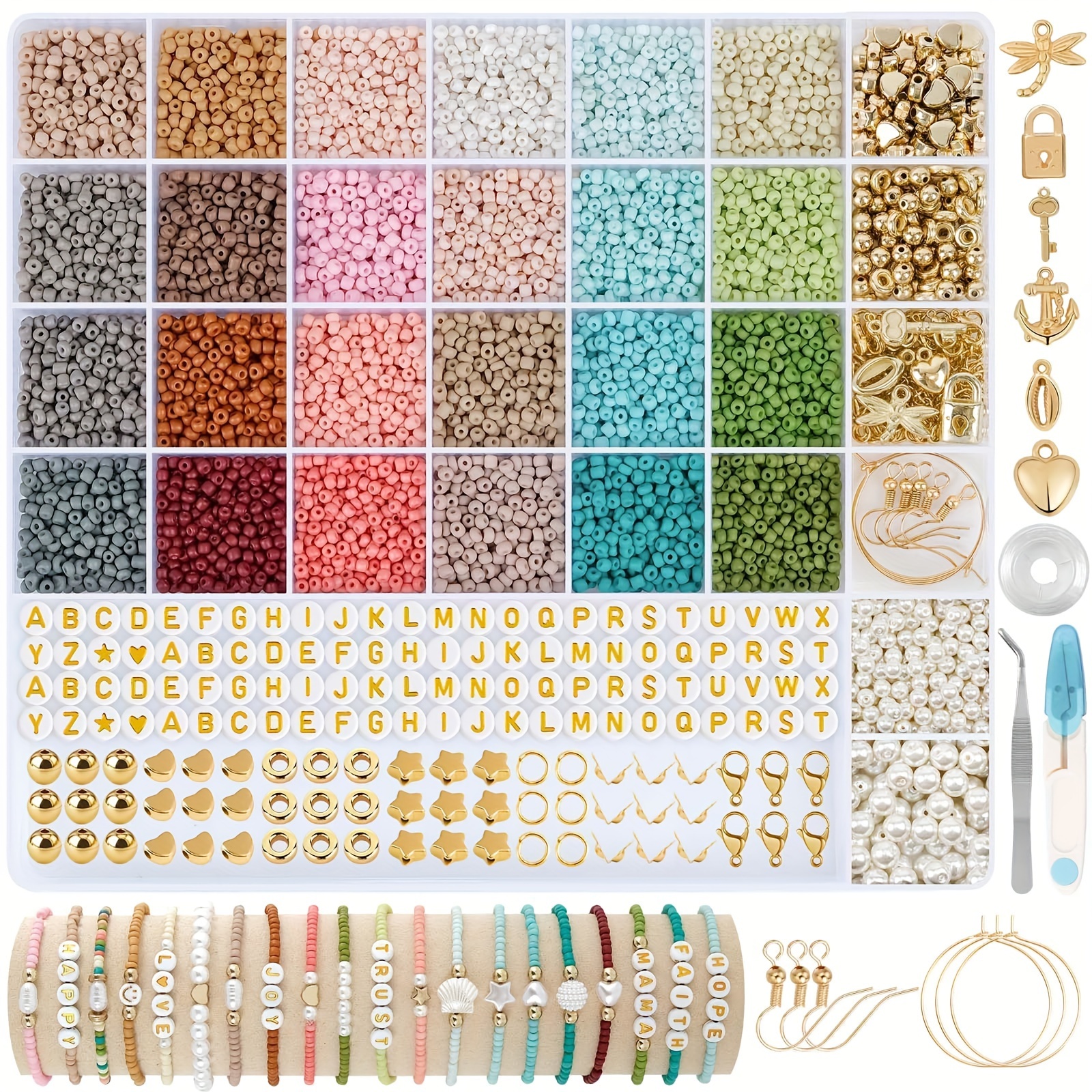 

12000+ Colorful 3mm Glass Beads Bracelet Set Ideal Gift Beads Kit Jewelry Making Diy Bracelet Necklace Birthday Holidays Special Fashion Beaded Accessories