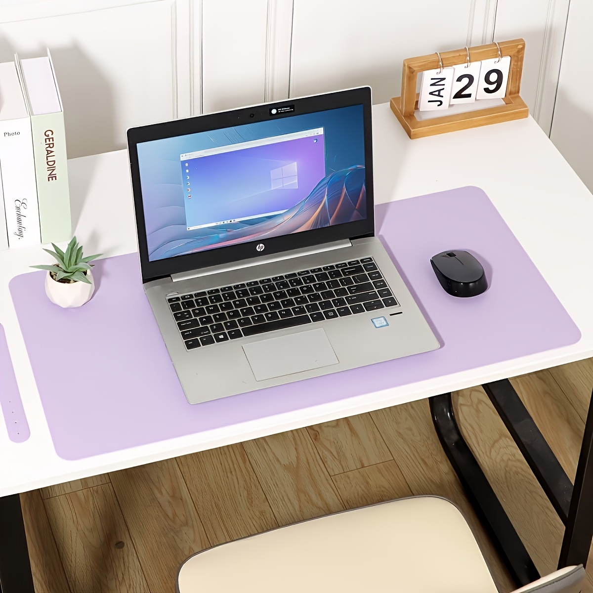 

Large Purple Pu Leather Mouse Pad - Waterproof, Oil-resistant, Wrist Support Desk Mat For Laptops & Office Use