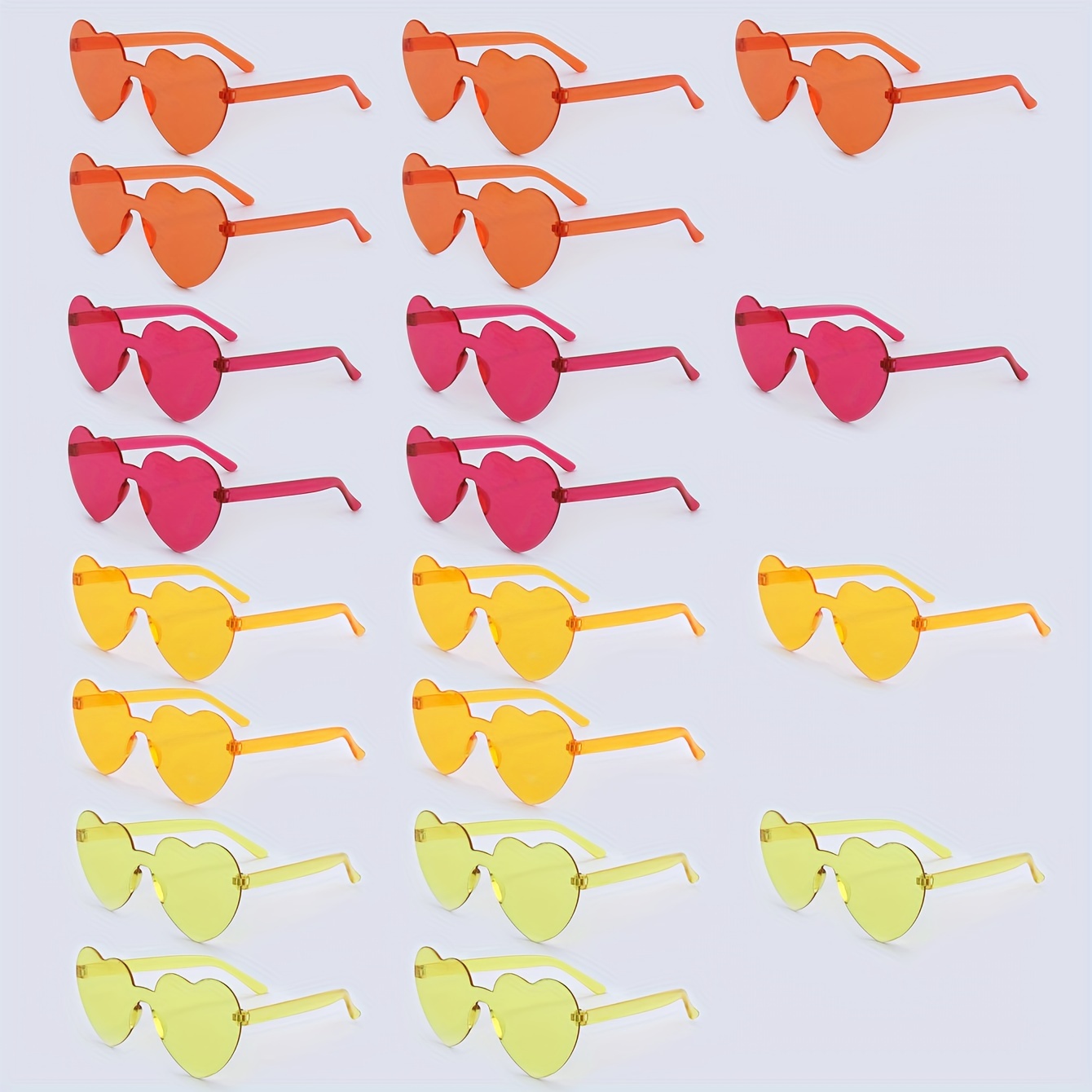 

20pcs Love Heart Frameless Glasses Candy Color Summer Decoration Glasses Ocean Sheet Party Wedding Beach Decoration Use For Music Festival