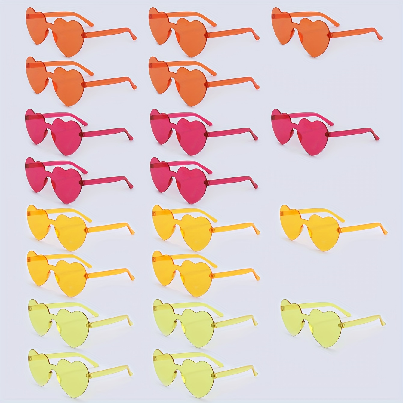 

20pcs Lunettes sans monture en forme de cœur, couleur bonbon, décoration d'été, lunettes de fête sur le thème de l'océan, décoration de mariage, de plage, utilisation pour un festival de musique.