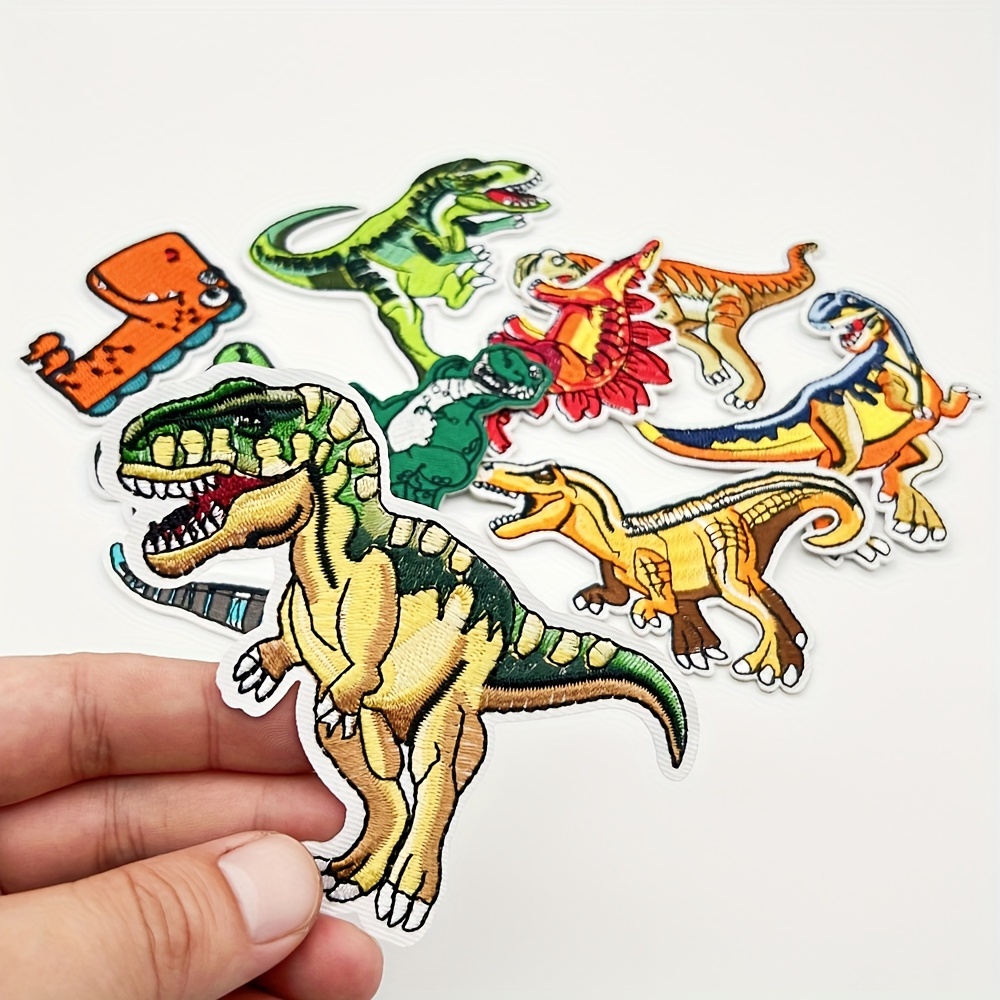 

11pcs Colorful Dinosaur Iron-on Patches - Vibrant Cartoon Polyester Sewing Patches For ' Clothes, Backpacks, And Accessories - Mixed Colors, Transfer Application