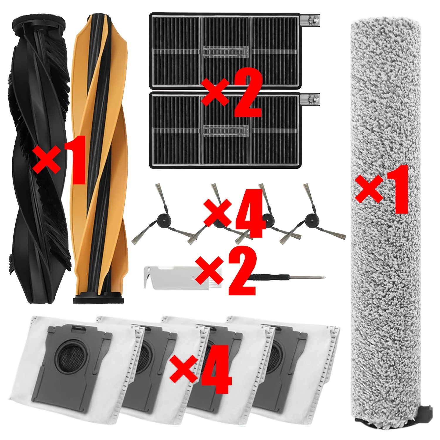 TEMU 14pcs Compatible For Ultra Robot Vacuum & Mop Replacement Parts - System, Hepa Filters, Detangling Duobrush, Vacuum Bags, Screwdriver, Multi-